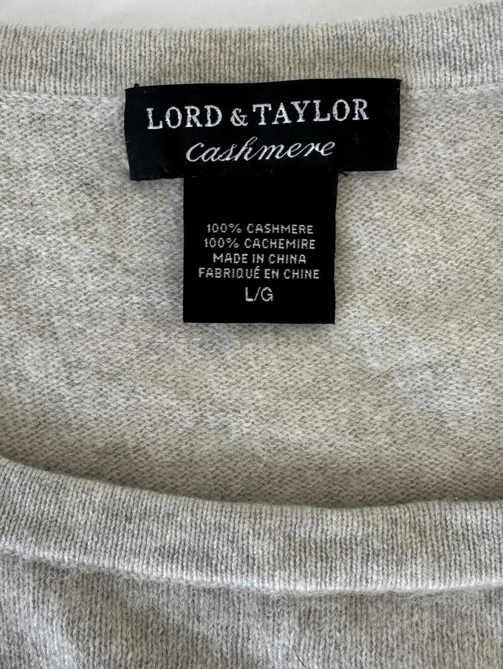 Lord & Taylor Cashmere Women's Light Gray 100% Cashmere Knit Sweater - Size L/G - Picture 3 of 7